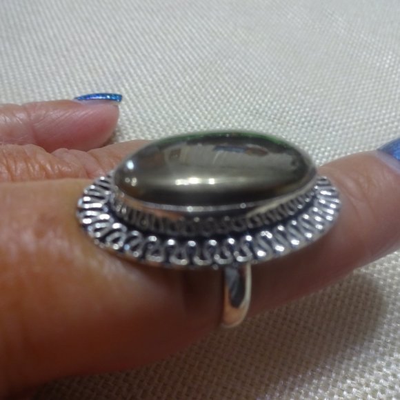 Beautiful "APACHE PYRITE" Handmade Sterling Ring Size 9.5 #72B - Picture 3 of 4